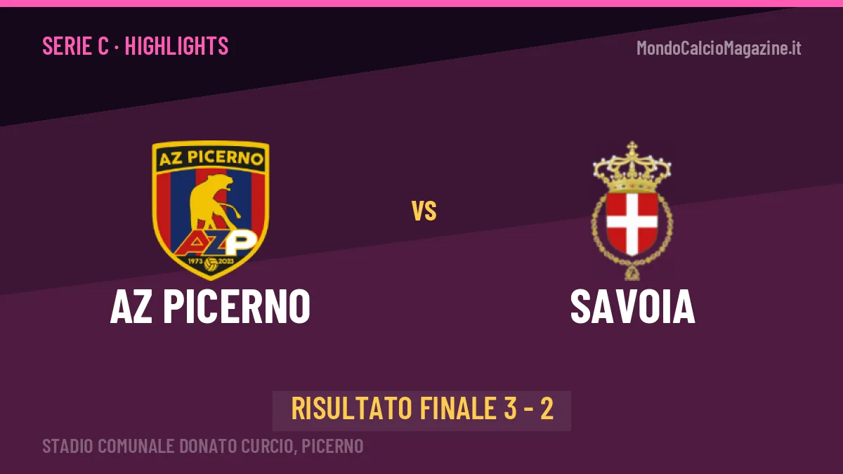 AZ Picerno-Savoia 3-2, gli highlights: tutti i gol in video