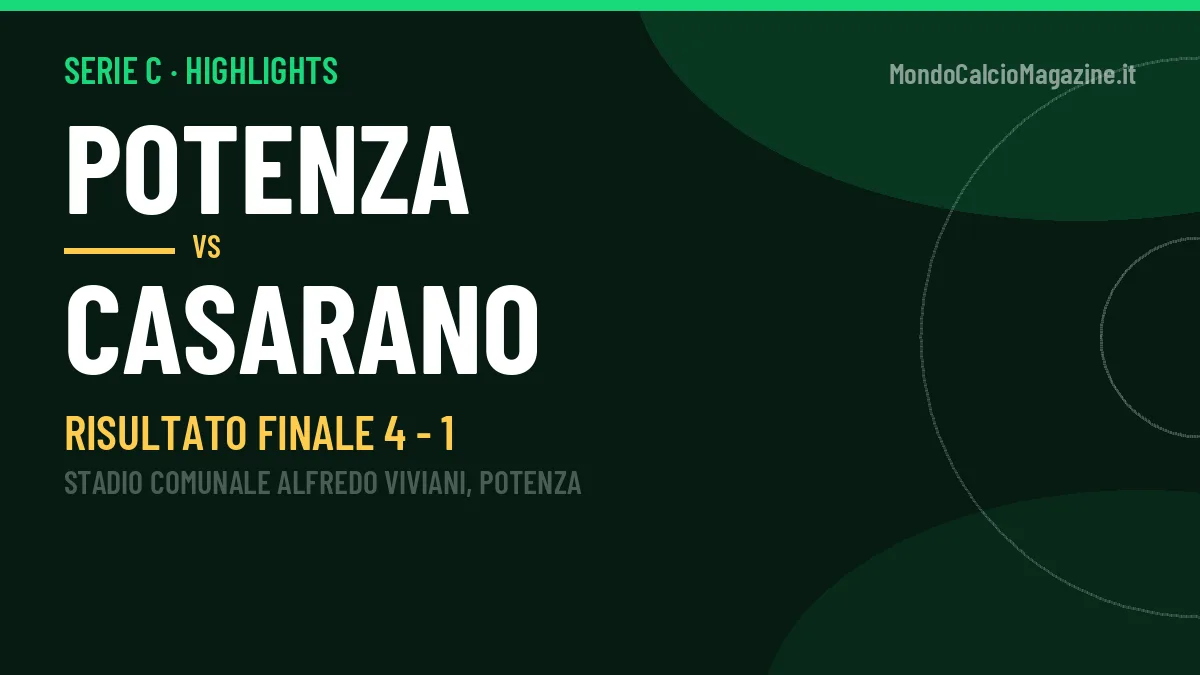 Video Potenza-Casarano: highlights e gol della partita di Serie C
