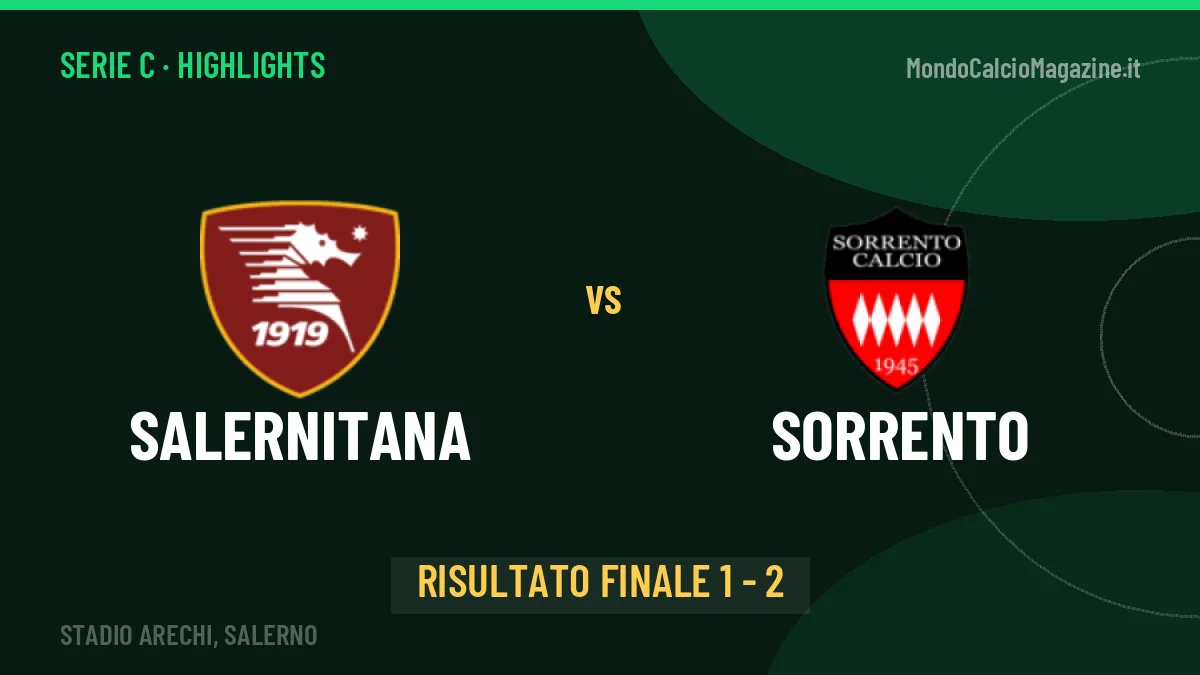 Salernitana-Sorrento: il video degli highlights e il tabellino (1-2)