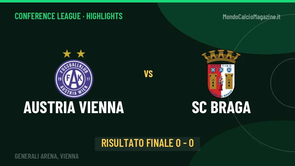 Austria Vienna-SC Braga 0-0, gli highlights: tutti i gol in video