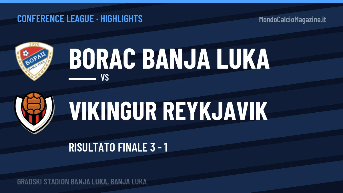 Video Borac Banja Luka-Vikingur Reykjavik: highlights e gol della partita di Conference League