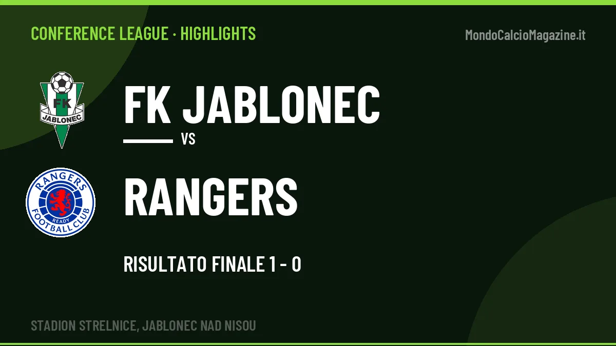 Highlights Conference League: FK Jablonec-Rangers 1-0 in video