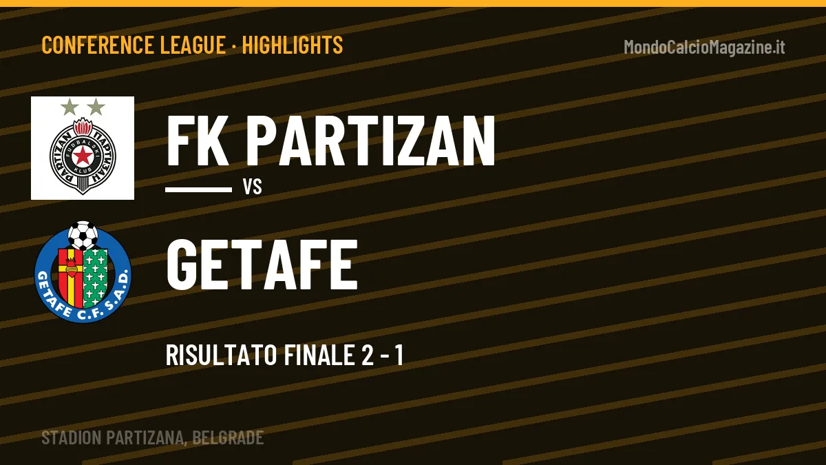 Gol e highlights di FK Partizan-Getafe 2-1: guarda la sintesi