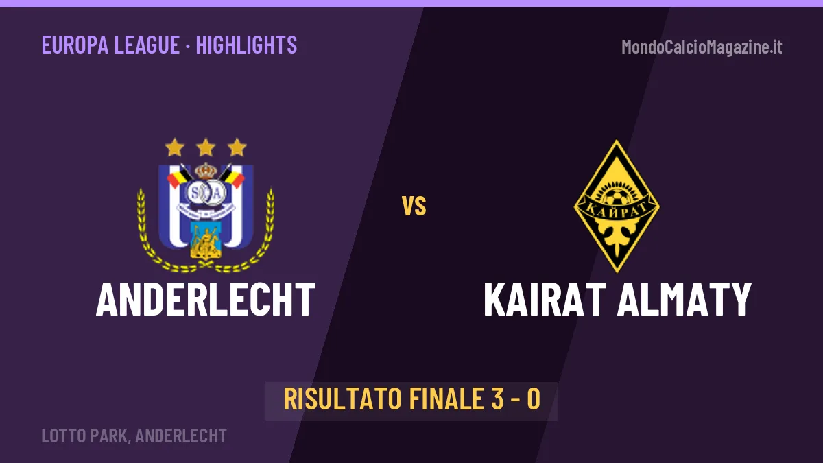 Anderlecht-Kairat Almaty, sintesi e gol: gli highlights di Europa League