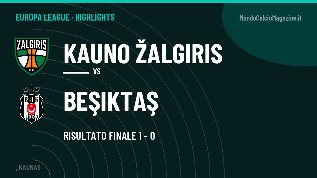 Video Kauno Žalgiris-Beşiktaş: highlights e gol della partita di Europa League