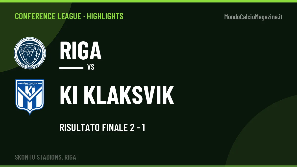 Video Riga-KI Klaksvik: highlights e gol della partita di Conference League