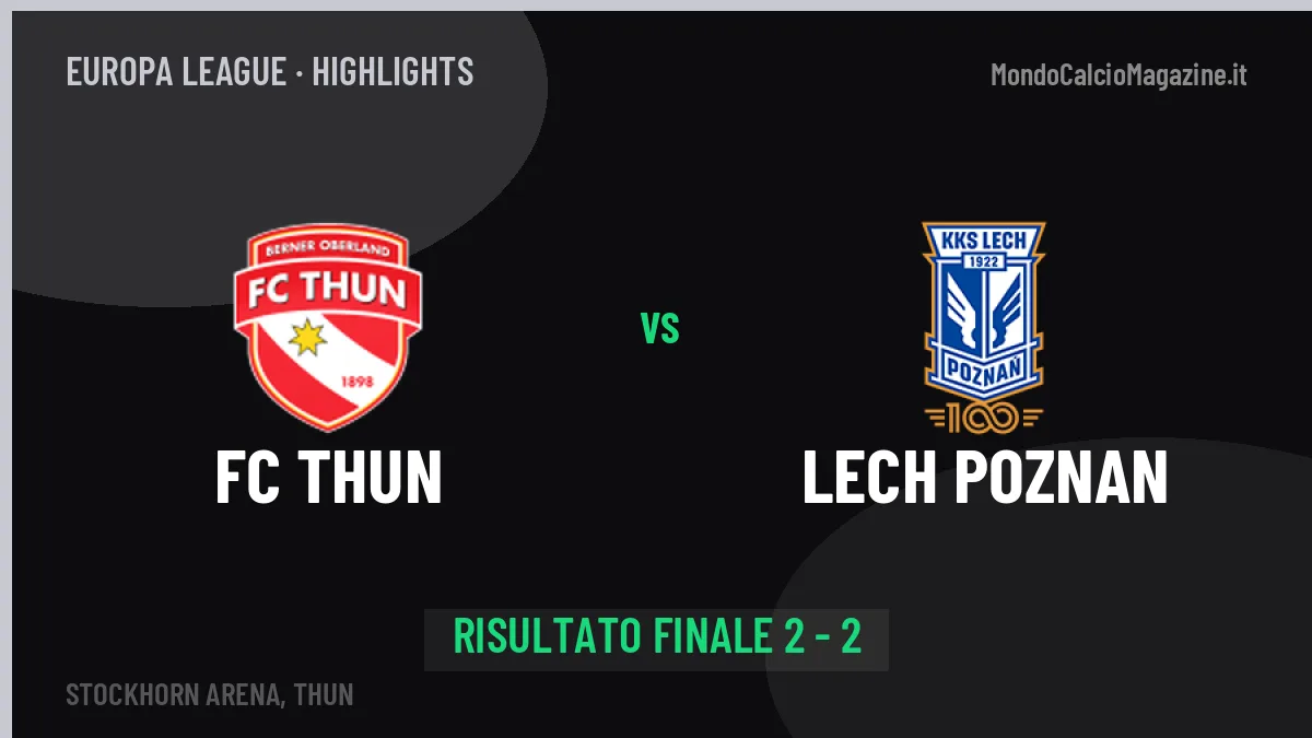 FC Thun-Lech Poznan 2-2: highlights, video, azioni e gol del match