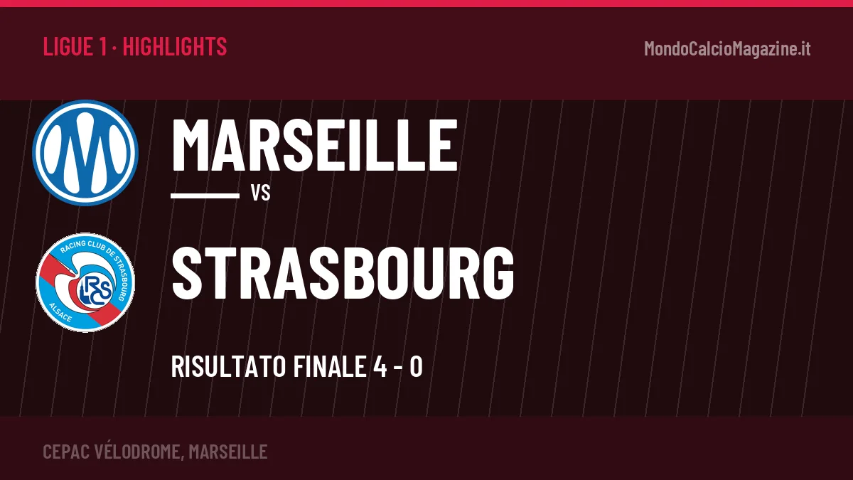 Gol e highlights di Marseille-Strasbourg 4-0: guarda la sintesi