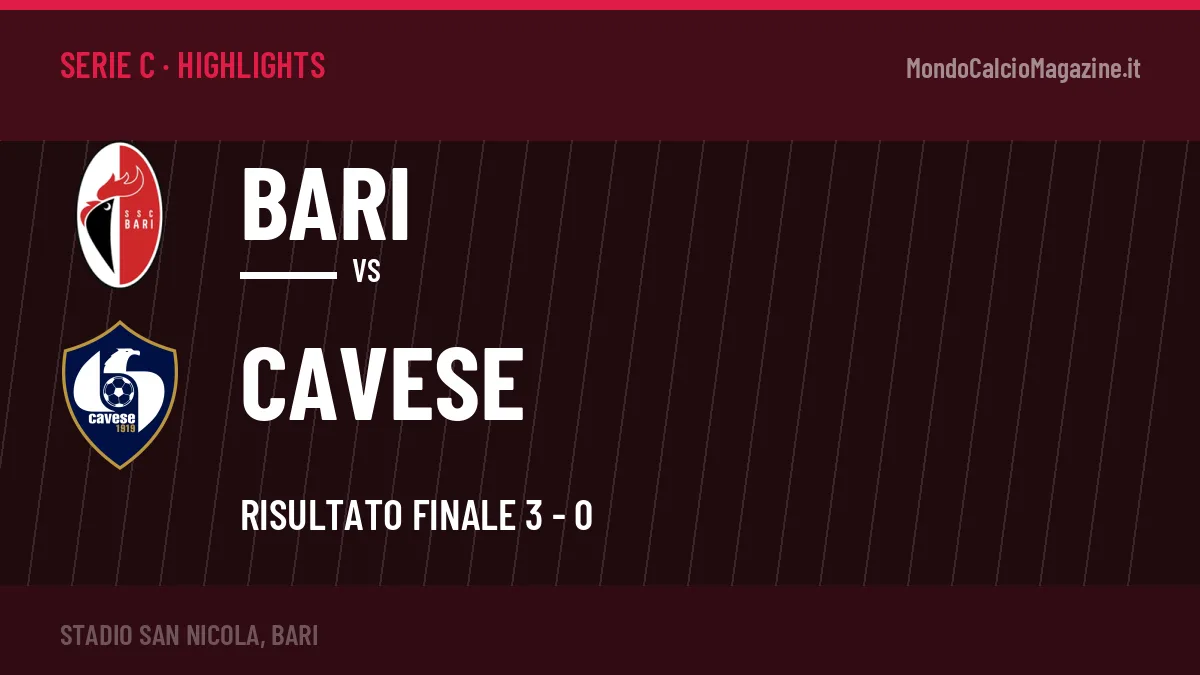 Rivedi Bari-Cavese: highlights, gol e momenti chiave della partita