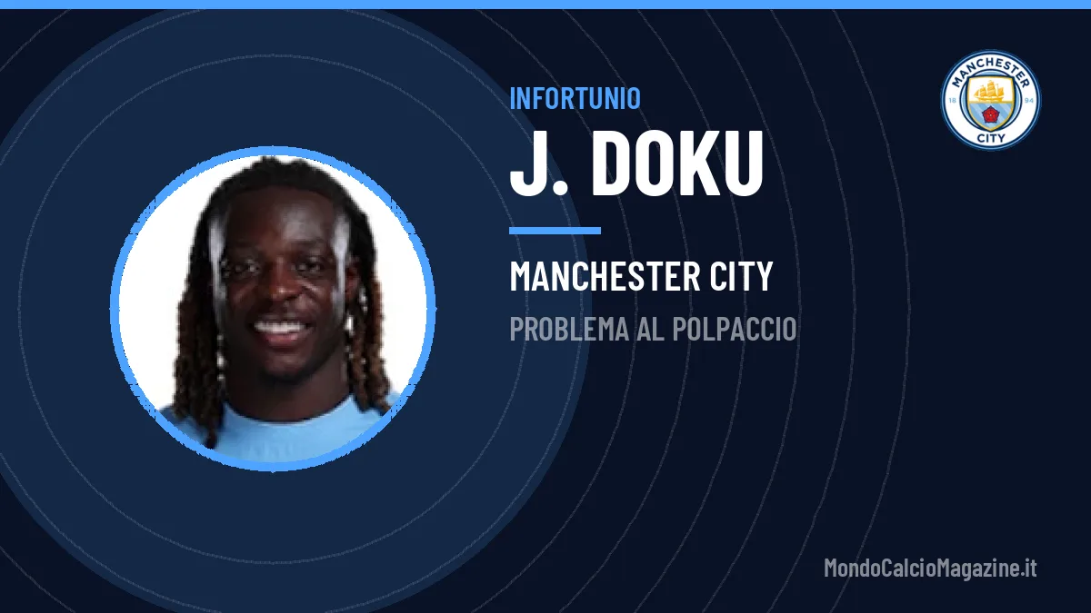 Stop per J. Doku: problema al polpaccio per il centrocampista del Manchester City