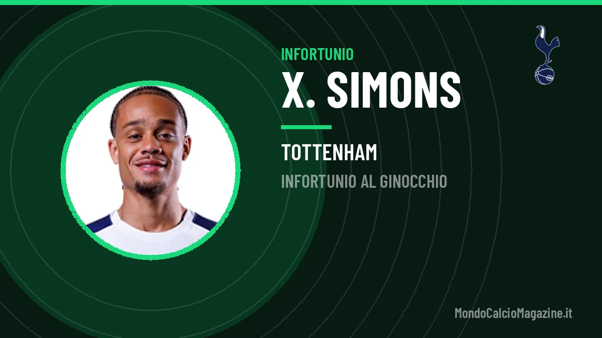X. Simons si ferma: infortunio al ginocchio per il centrocampista del Tottenham