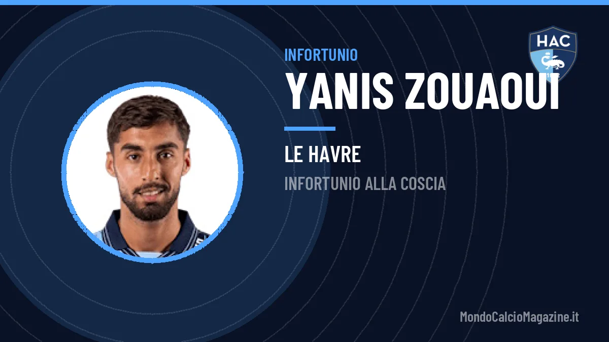 Stop per Zouaoui: infortunio alla coscia per il difensore del Le Havre