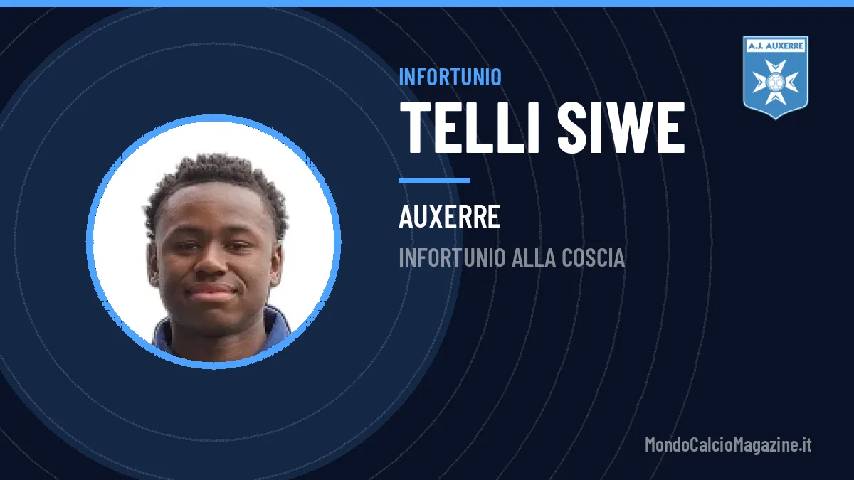 Auxerre, tegola Siwe: out per infortunio alla coscia