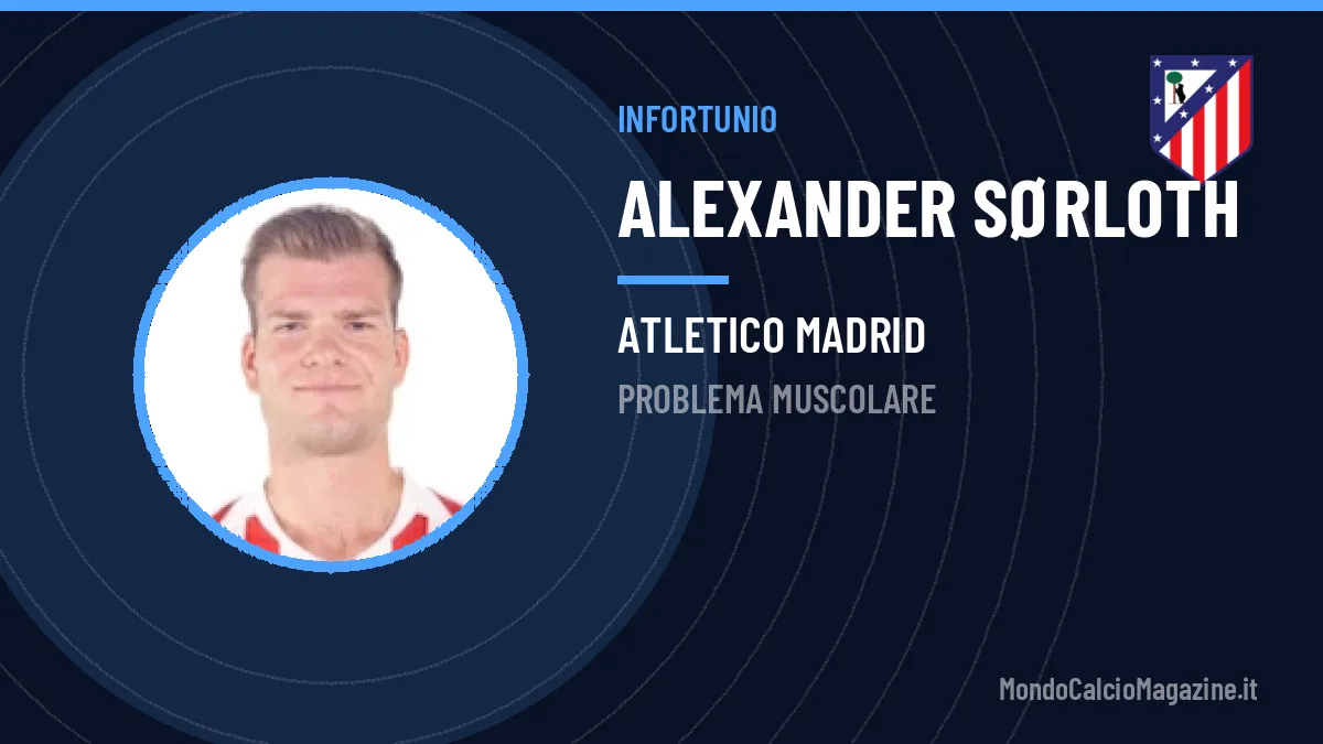 Atletico Madrid, tegola Sørloth: out per problema muscolare