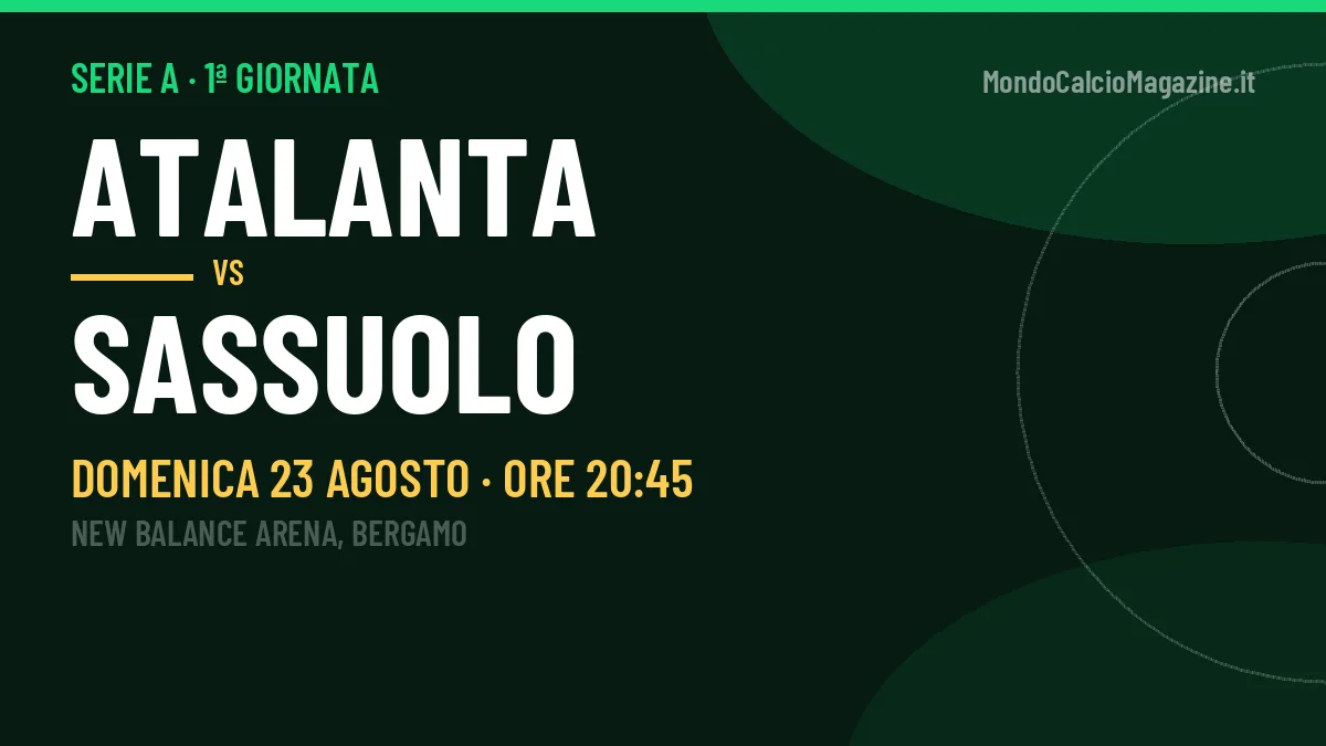 Pronostico Atalanta Sassuolo: quote, precedenti e come arrivano le due squadre