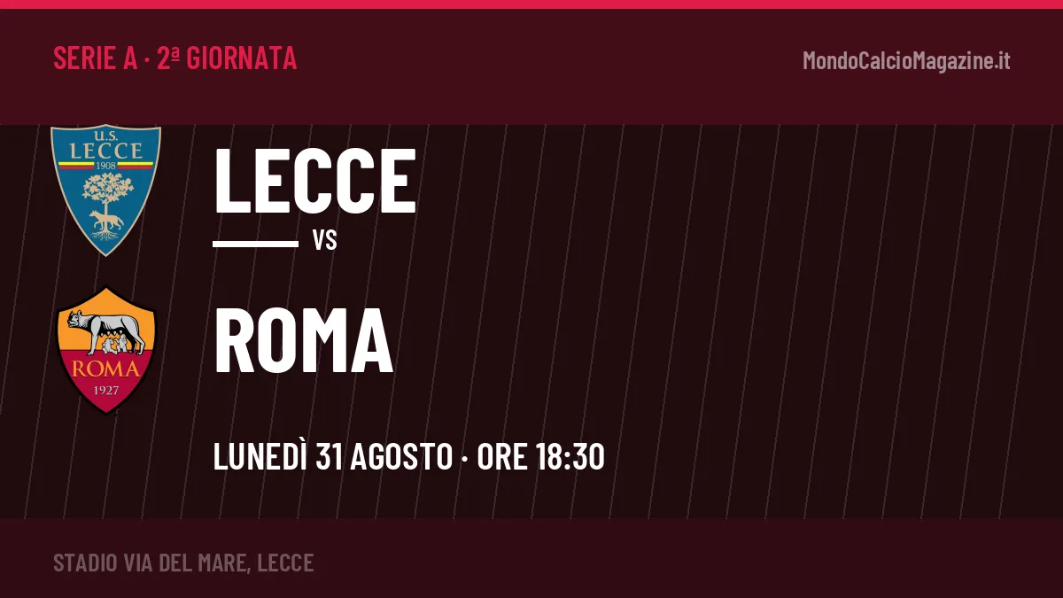 Lecce Roma in streaming: dove vedere la partita, orario e probabili formazioni