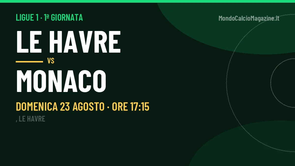 Le Havre-Monaco Ligue 1 1ª giornata: orario, TV, streaming e probabili formazioni