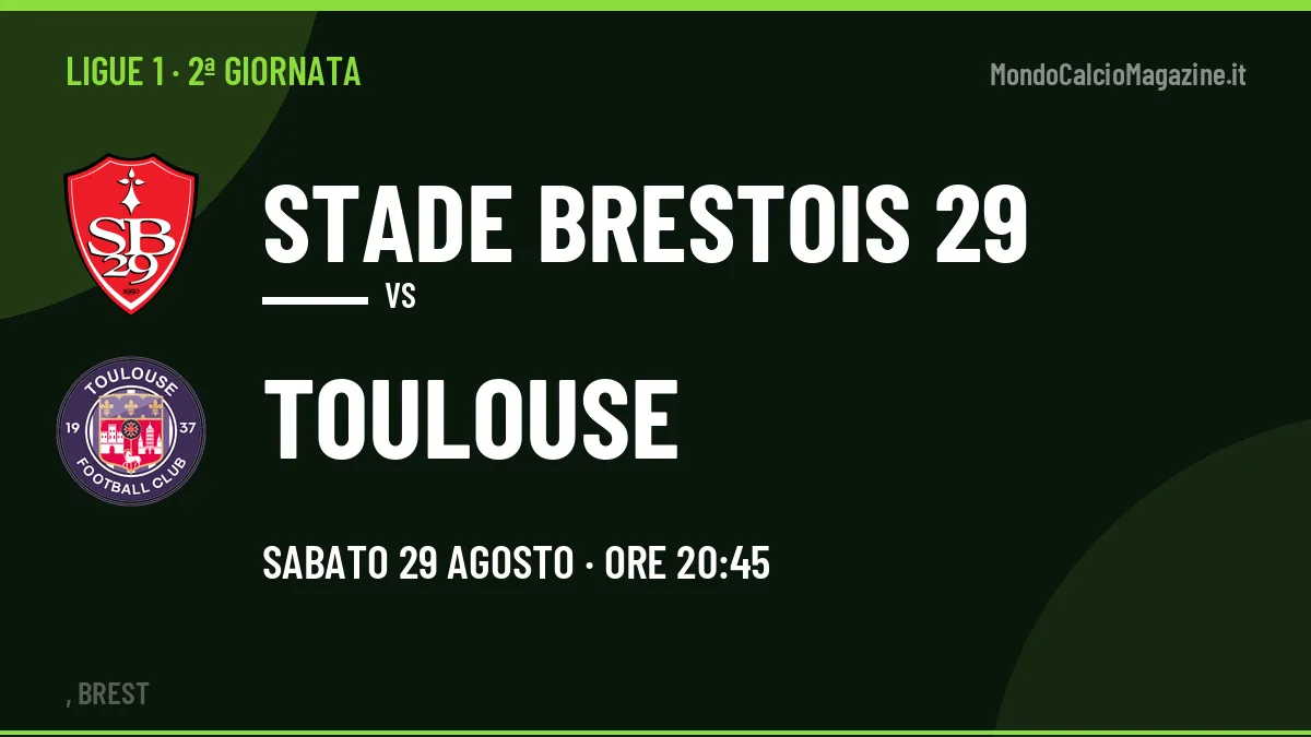 Stade Brestois 29-Toulouse, Ligue 1: probabili formazioni, quote e dove vedere la partita in TV e streaming