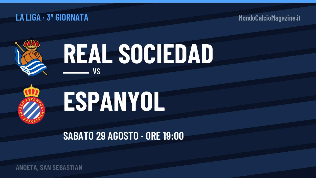 Real Sociedad-Espanyol in TV: a che ora si gioca, dove vederla e probabili formazioni