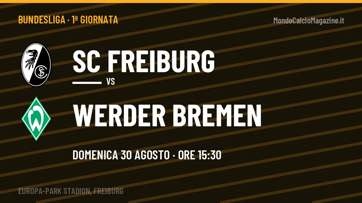 SC Freiburg-Werder Bremen, Bundesliga: probabili formazioni, quote e dove vedere la partita in TV e streaming