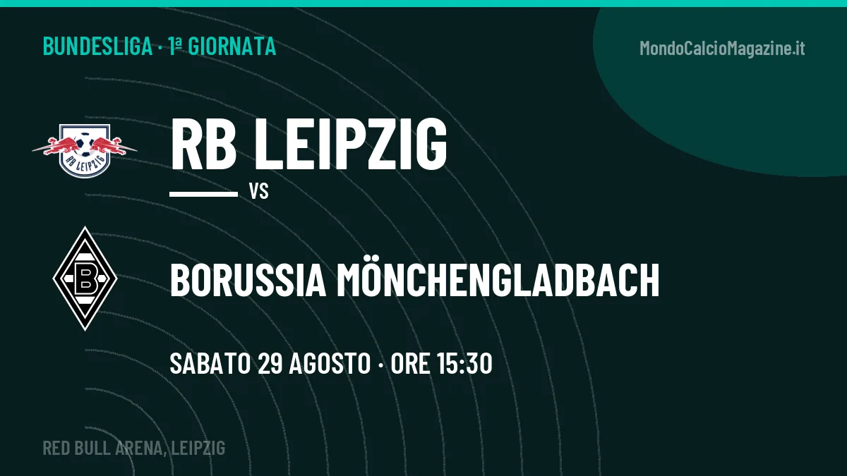 RB Leipzig-Borussia Mönchengladbach in TV: a che ora si gioca, dove vederla e probabili formazioni