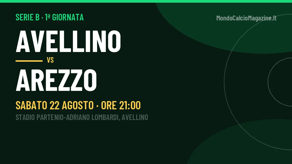 Avellino-Arezzo (sab 22/08 ore 21:00): probabili formazioni, statistiche e quote