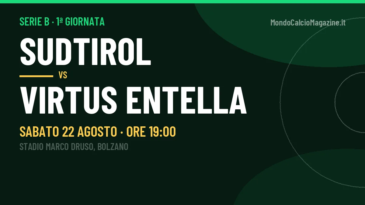 Sudtirol Virtus Entella in streaming: dove vedere la partita, orario e probabili formazioni