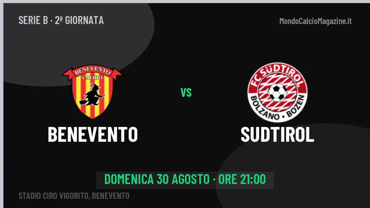 Benevento Sudtirol in streaming: dove vedere la partita, orario e probabili formazioni