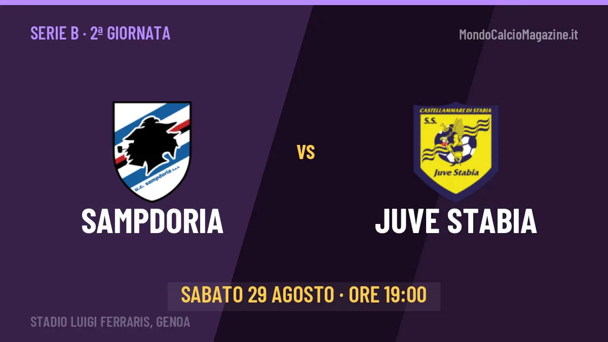 Sampdoria Juve Stabia in streaming: dove vedere la partita, orario e probabili formazioni