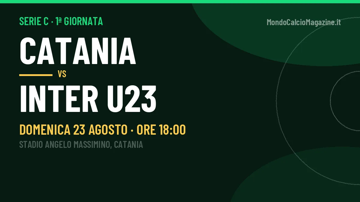 Catania-Inter U23 (dom 23/08 ore 18:00): probabili formazioni, statistiche e quote