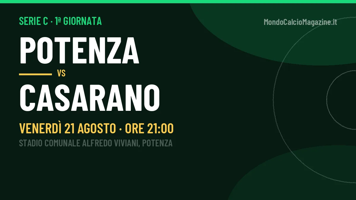 Potenza Casarano in streaming: dove vedere la partita, orario e probabili formazioni