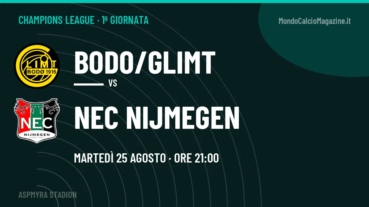 Dove vedere Bodo/Glimt-NEC Nijmegen in TV e streaming: orario, canale e formazioni