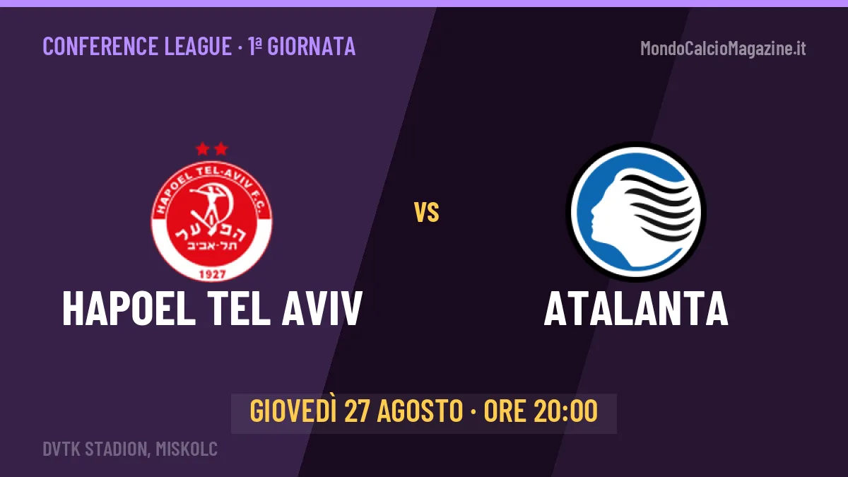 Hapoel Tel Aviv-Atalanta Conference League 1ª giornata: orario, TV, streaming e probabili formazioni