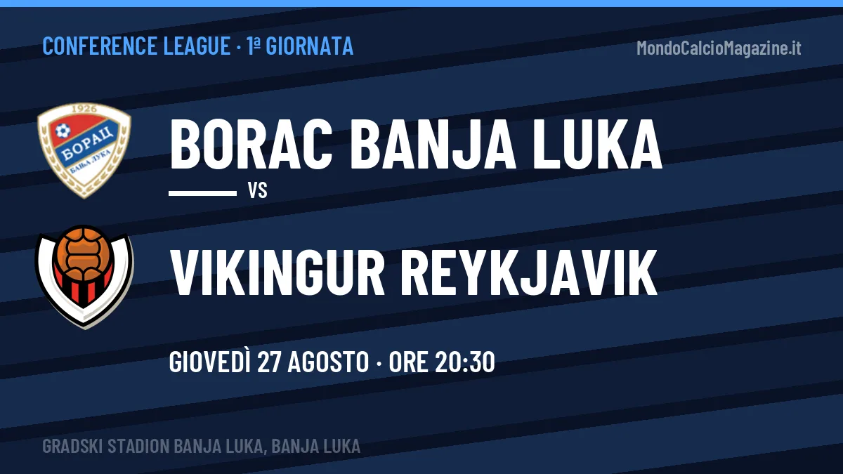 Borac Banja Luka-Vikingur Reykjavik in TV: a che ora si gioca, dove vederla e probabili formazioni