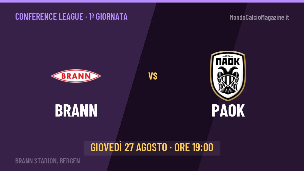 Brann-PAOK, Conference League: probabili formazioni, quote e dove vedere la partita in TV e streaming