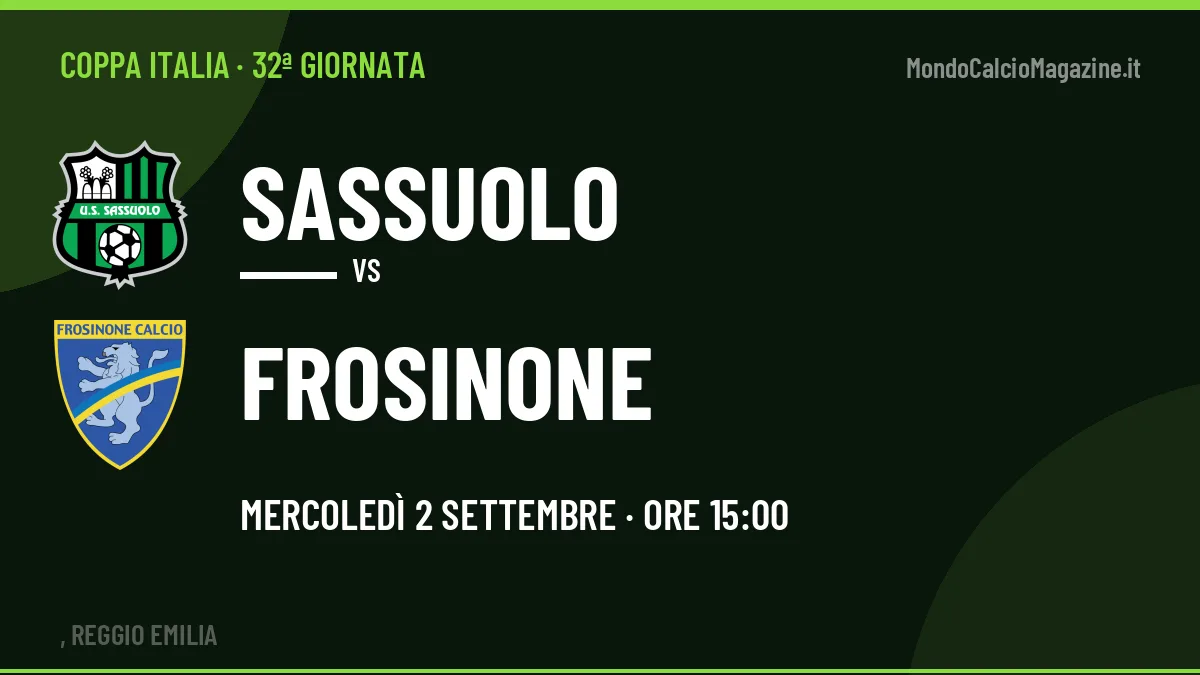 Dove vedere Sassuolo-Frosinone in TV e streaming: orario, canale e formazioni