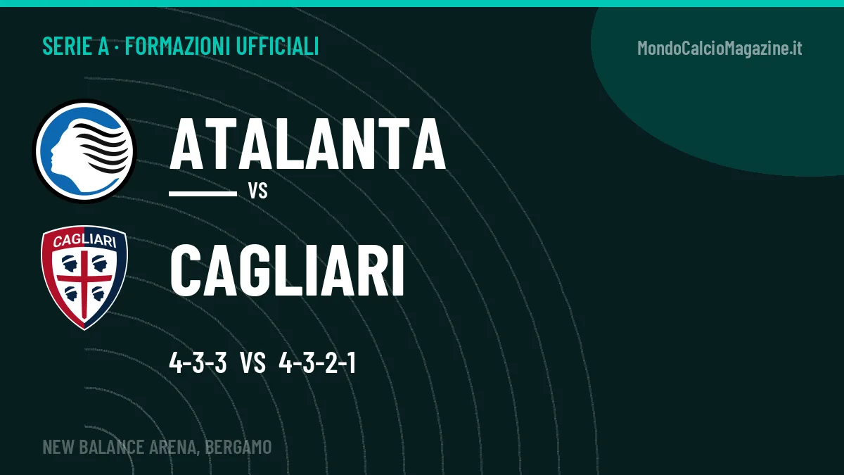 Formazioni ufficiali: Atalanta col 4-3-3, Cagliari col 4-3-2-1