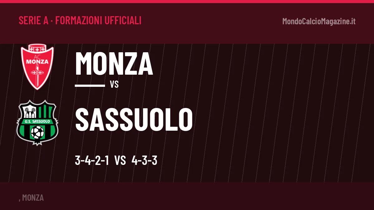 Le formazioni ufficiali di Monza-Sassuolo: 3-4-2-1 contro 4-3-3