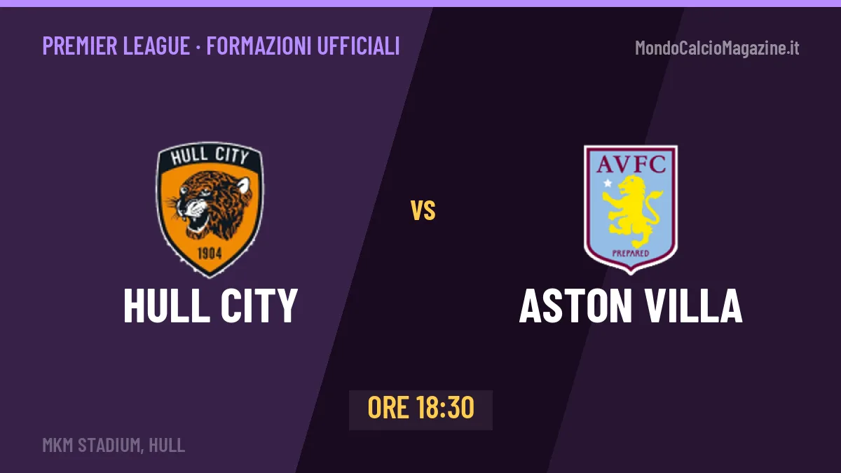 Hull City-Aston Villa: le formazioni ufficiali e dove vedere la partita
