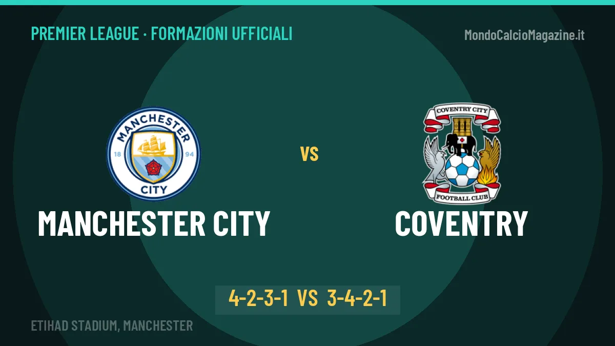Manchester City-Coventry formazioni ufficiali: chi gioca dal primo minuto
