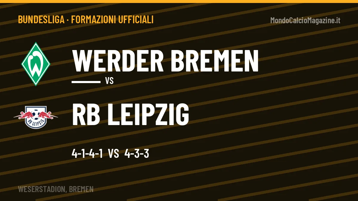 Formazioni ufficiali Werder Bremen-RB Leipzig (Bundesliga): gli undici scelti