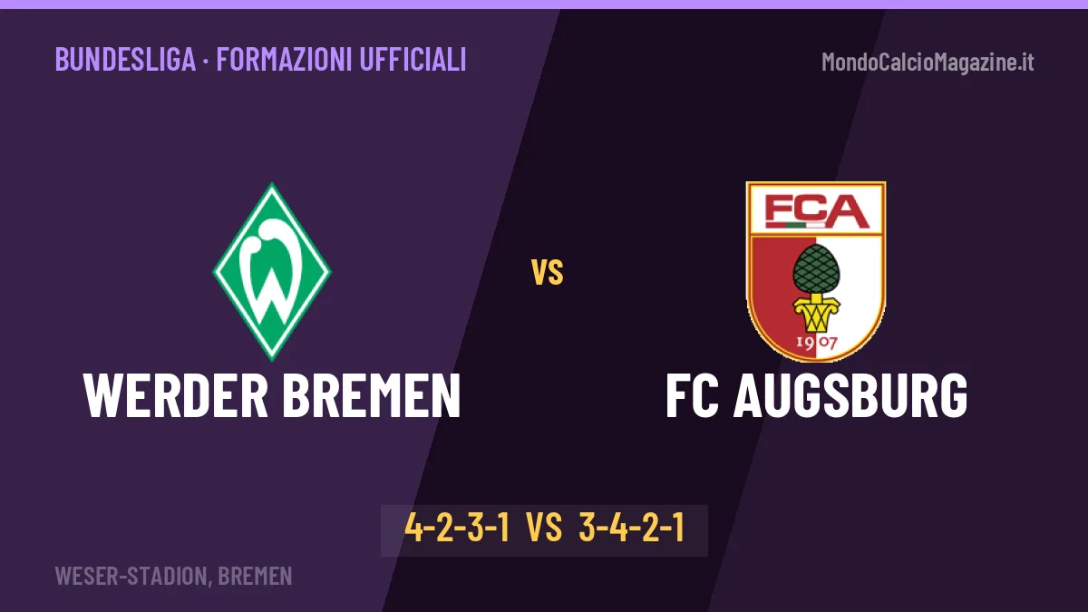 Werder Bremen-FC Augsburg formazioni ufficiali: dal 1' c'è Füllkrug