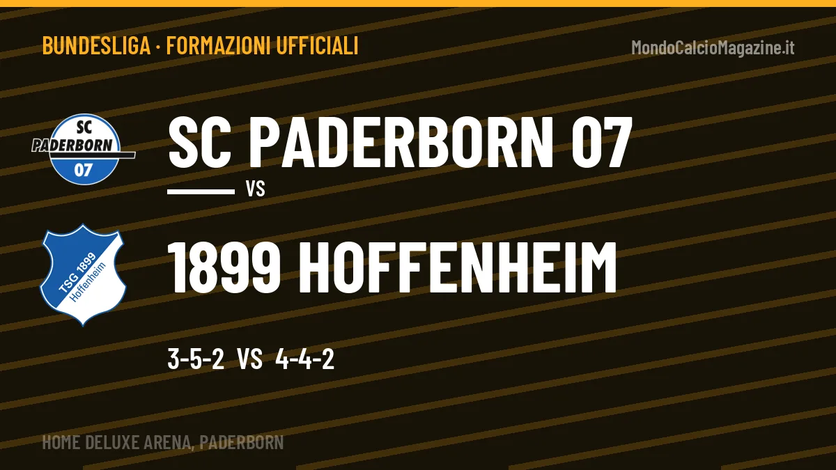 Formazioni ufficiali SC Paderborn 07-1899 Hoffenheim: Moerstedt titolare nel 1899 Hoffenheim
