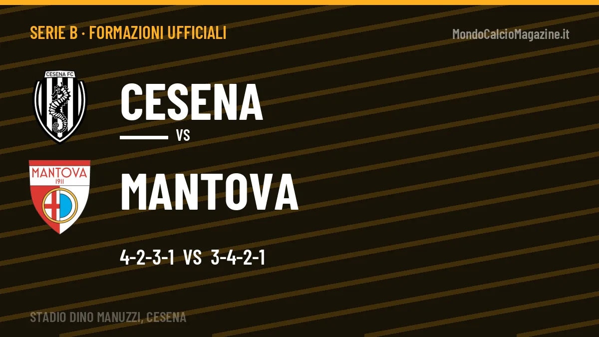 Formazioni ufficiali Cesena-Mantova: Vlahović titolare nel Mantova