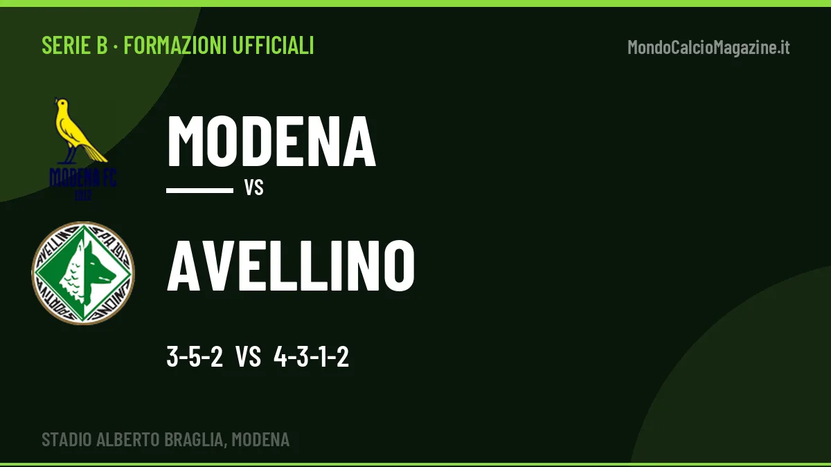 Formazioni ufficiali Modena-Avellino (Serie B): gli undici scelti