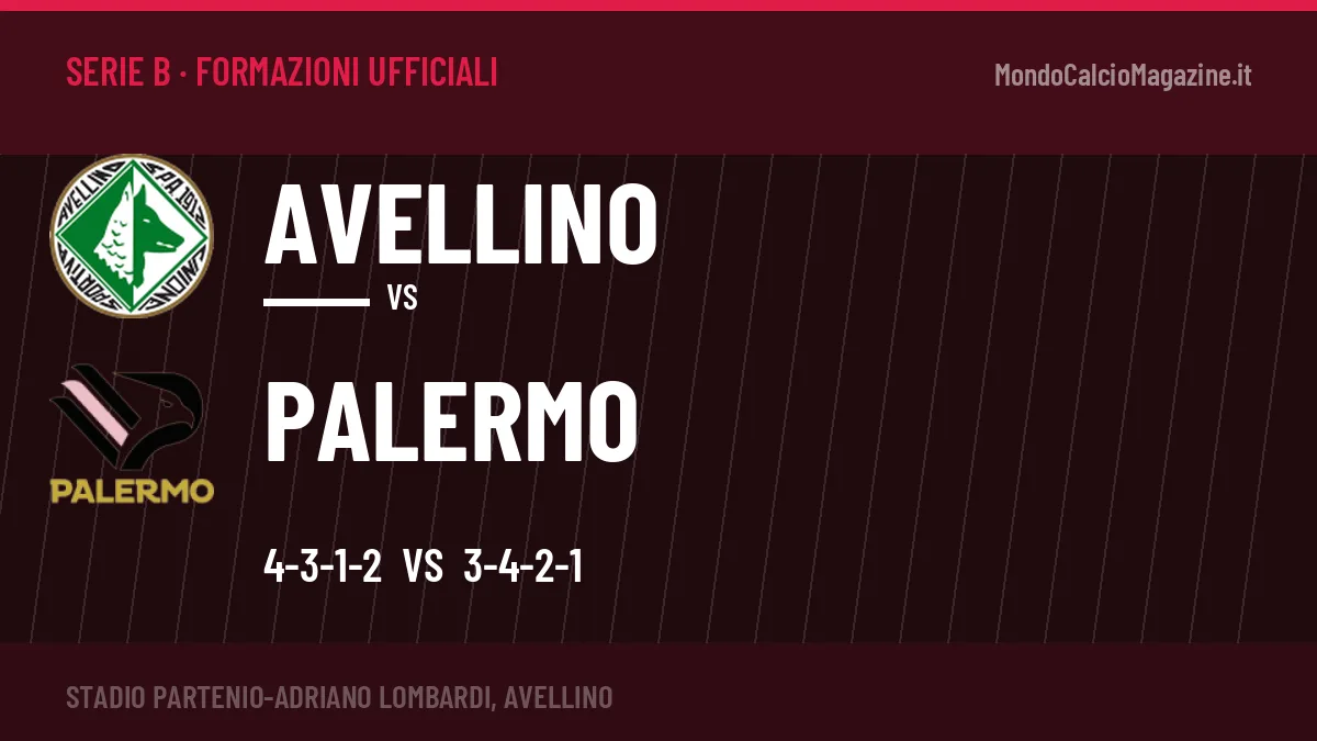 Le formazioni ufficiali di Avellino-Palermo: Inzaghi risponde col 3-4-2-1