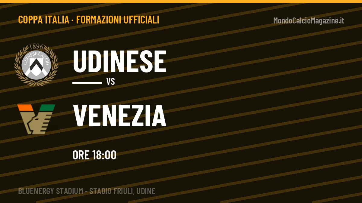 Formazioni ufficiali di Udinese-Venezia: chi gioca dal primo minuto