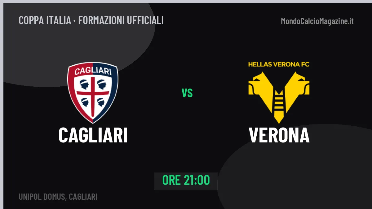 Cagliari-Verona: le formazioni ufficiali e dove vedere la partita