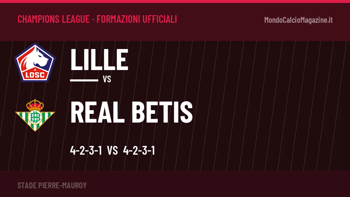 Formazioni ufficiali Lille-Real Betis (Champions League): gli undici scelti