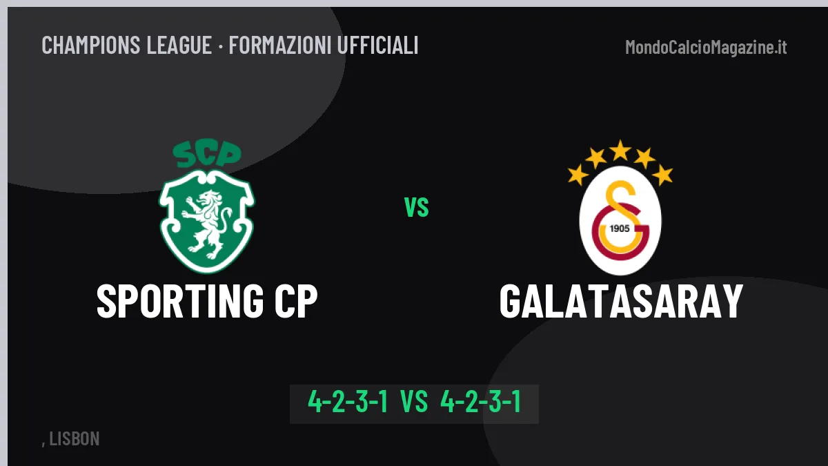 Sporting CP-Galatasaray formazioni ufficiali: dal 1' c'è Suárez